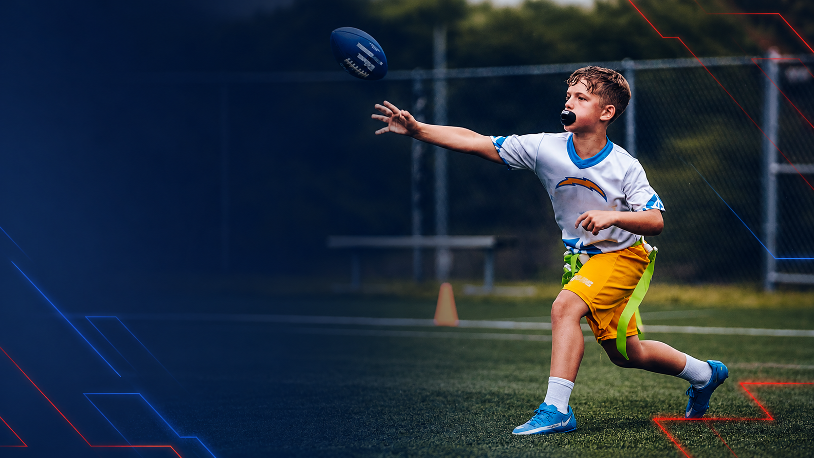 NFL FLAG player sprinting during a flag football play